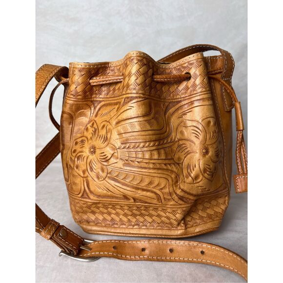 Vintage Style Tooled Leather Purse Boho Cottagecore - Picture 2 of 11